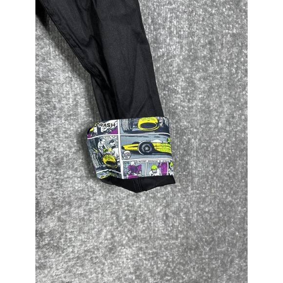 Jared Lang Contrast Cuff Racing Comic Strip Shirt Mens Medium Black Button Up - Picture 8 of 11